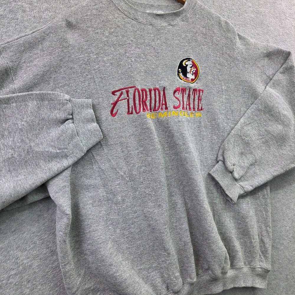 Vintage 90s FSU Florida State Seminoles LOGO ATHLETIC Sweatshirt Mens XL Gray